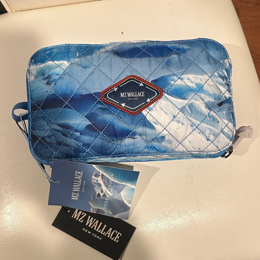 MZ Wallace Packable Tote with Blue and White Quilted Pouch